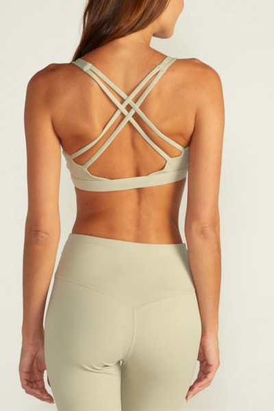 Scoop neck medium impact back cross sports bra