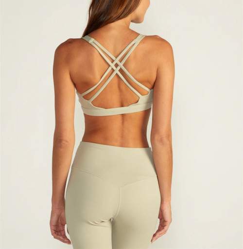 Scoop neck medium impact back cross sports bra