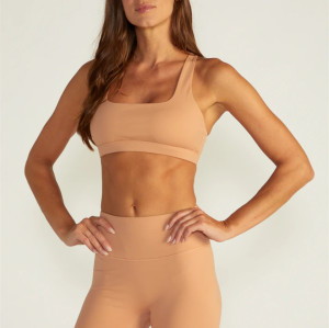 Scoop neck medium impact back cross sports bra