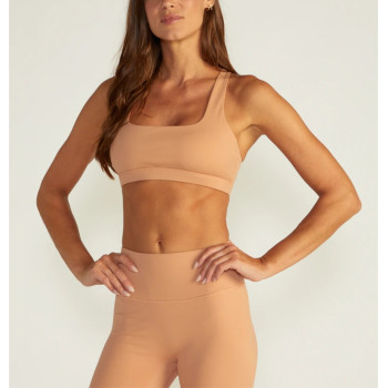 Scoop neck medium impact back cross sports bra