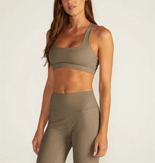 Scoop neck medium impact back cross sports bra