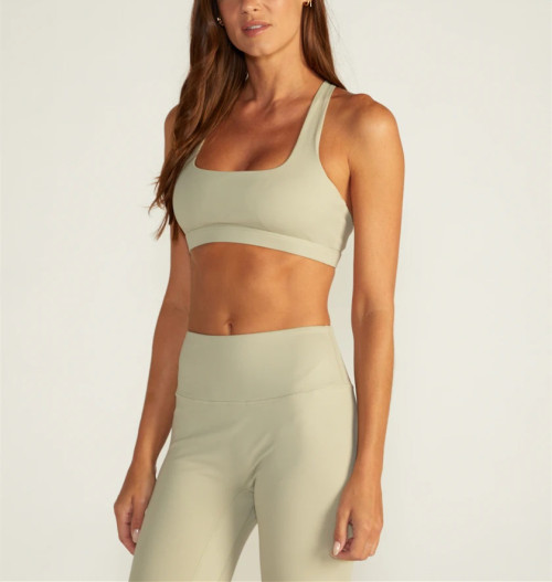 Scoop neck medium impact back cross sports bra