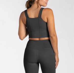 Women's full coverage sports crop tank contouring padded sleeveless tank top
