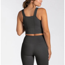 Women's full coverage sports crop tank contouring padded sleeveless tank top