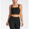 Women's full coverage sports crop tank contouring padded sleeveless tank top