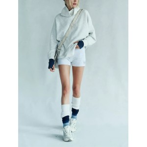 Customized Turtleneck Oversized Sweatshirts Casual Long Sleeve Warm Women Pullover Tops