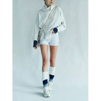 Customized Turtleneck Oversized Sweatshirts Casual Long Sleeve Warm Women Pullover Tops