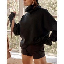 Customized Turtleneck Oversized Sweatshirts Casual Long Sleeve Warm Women Pullover Tops