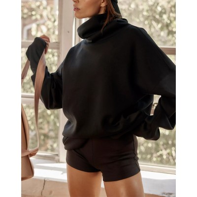 Womens Turtleneck Oversized Sweatshirts Casual Long Sleeve Warm Women Pullover Tops