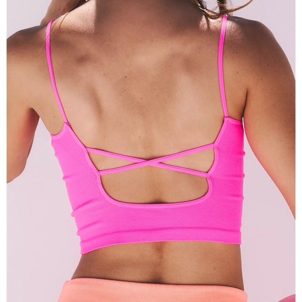 Strappy Longline Sports Bras for Women - Wirefree Padded Criss Cross Yoga Bras Cropped Tank Tops