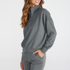 Women's half zipper drop shoulder sweatshirts cozy fit hoodies