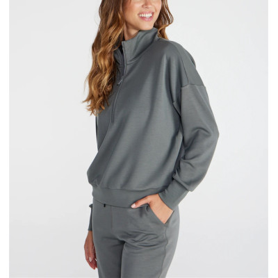 Women's half zipper drop shoulder sweatshirts cozy fit hoodies