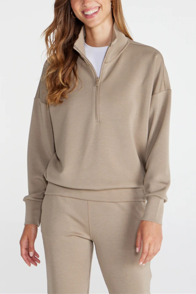 Women's half zipper drop shoulder sweatshirts cozy fit hoodies