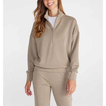 Women's half zipper drop shoulder sweatshirts cozy fit hoodies