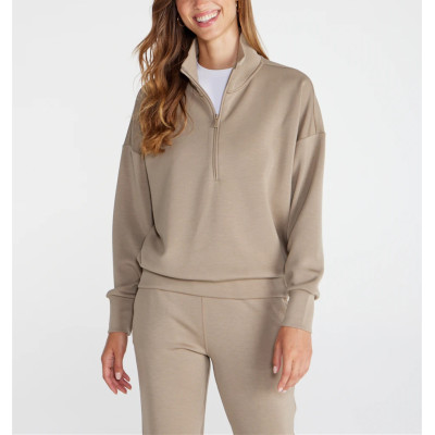 Women's half zipper drop shoulder sweatshirts cozy fit hoodies