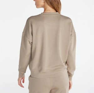 Women's ultra soft crew neck sweatshirts basic style drop shoulder pullovers