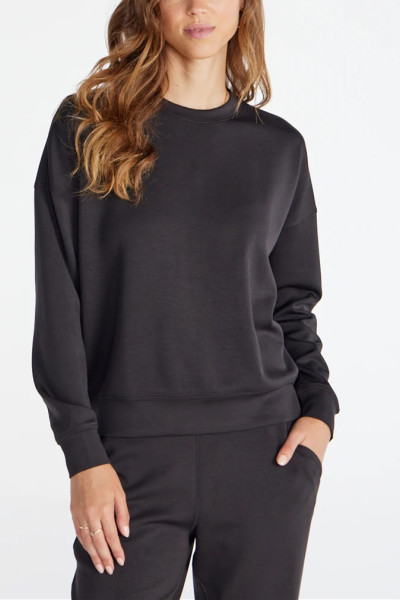 Women's ultra soft crew neck sweatshirts basic style drop shoulder pullovers
