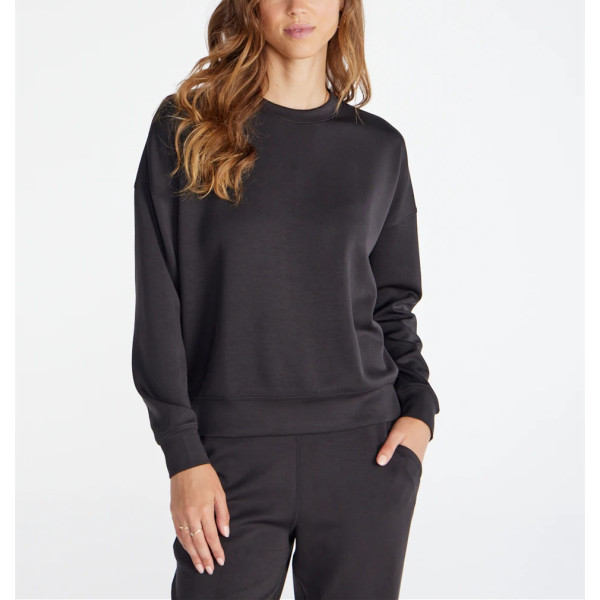 Women's ultra soft crew neck sweatshirts basic style drop shoulder pullovers