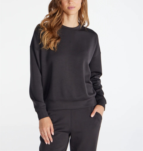 Women's ultra soft crew neck sweatshirts basic style drop shoulder pullovers