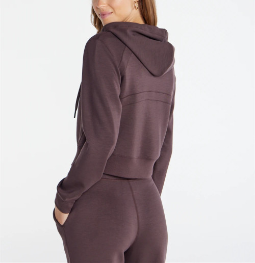 Quater zip cropped hoodies cotton blend hooded sweatshirts