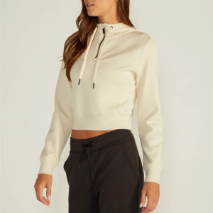 Quater zip cropped hoodies cotton blend hooded sweatshirts