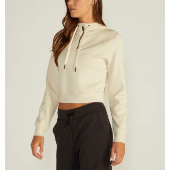 Quater zip cropped hoodies cotton blend hooded sweatshirts