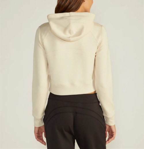 Quater zip cropped hoodies cotton blend hooded sweatshirts