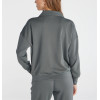 Women's relaxed fit polo neck sweatshirts drop shoulder pullovers