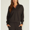 Women's relaxed fit polo neck sweatshirts drop shoulder pullovers