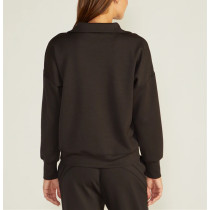 Women's relaxed fit polo neck sweatshirts drop shoulder pullovers