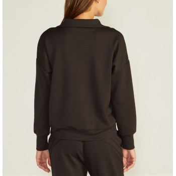 Women's relaxed fit polo neck sweatshirts drop shoulder pullovers