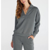 Women's relaxed fit polo neck sweatshirts drop shoulder pullovers