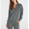 Women's relaxed fit polo neck sweatshirts drop shoulder pullovers