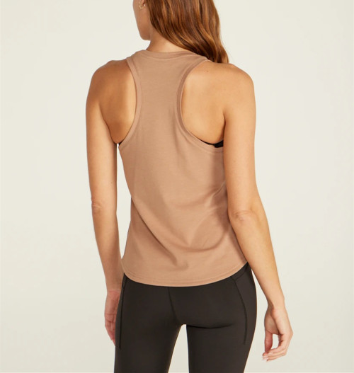 Quick dry scoop neck fitness vests with racerback design