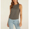 Lightweight moisture wicking loose fit sleeveless t shirts with curvy hem