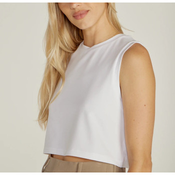 Sleeveless lightweight cotton cropped tops relaxed fit tank top