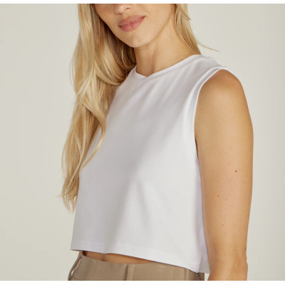 Sleeveless lightweight cotton cropped tops relaxed fit tank top