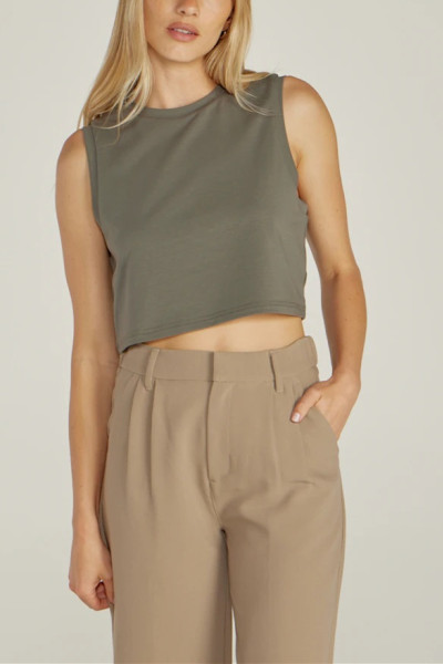 Sleeveless lightweight cotton cropped tops relaxed fit tank top