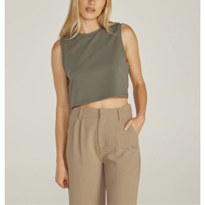 Sleeveless lightweight cotton cropped tops relaxed fit tank top