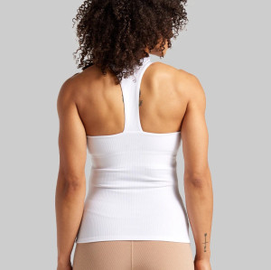 Women's fitted t back ribbed sports tank with wide strap hip length tank top
