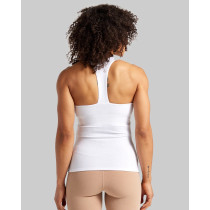 Women's fitted t back ribbed sports tank with wide strap hip length tank top