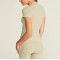 Short sleeve mock neck t shirts ribbes sports tees for women