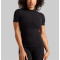 Short sleeve mock neck t shirts ribbes sports tees for women