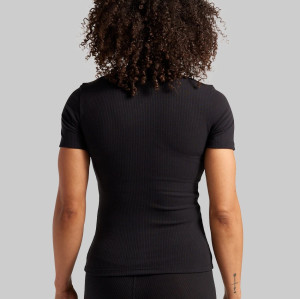 Short sleeve mock neck t shirts ribbes sports tees for women
