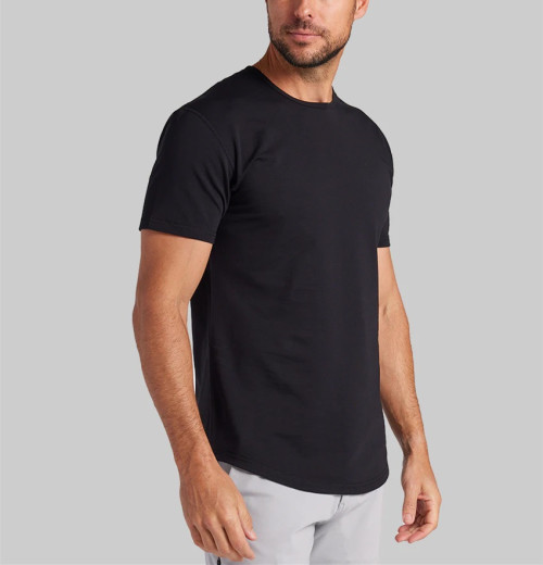 Men's lightweight crew neck t shirts with curvy hem basic style short sleeve tees