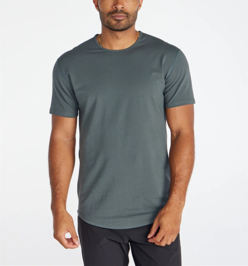 Men's lightweight crew neck t shirts with curvy hem basic style short sleeve tees