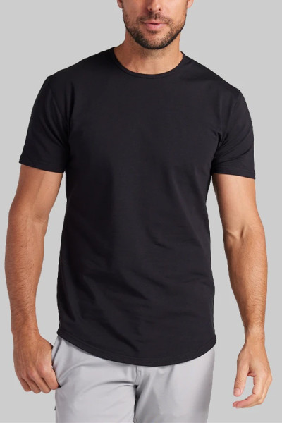 Men's lightweight crew neck t shirts with curvy hem basic style short sleeve tees