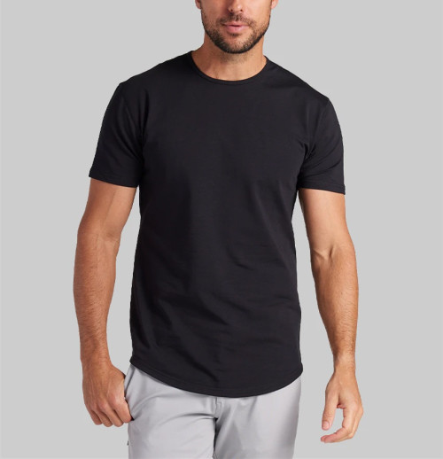 Men's lightweight crew neck t shirts with curvy hem basic style short sleeve tees