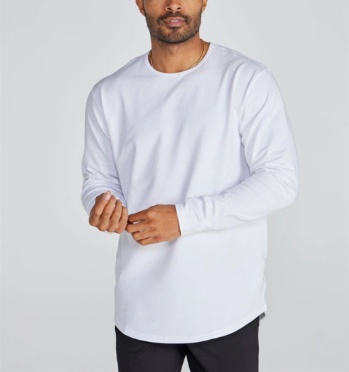 Long sleeve cotton shirts for men athleisure style sports tees