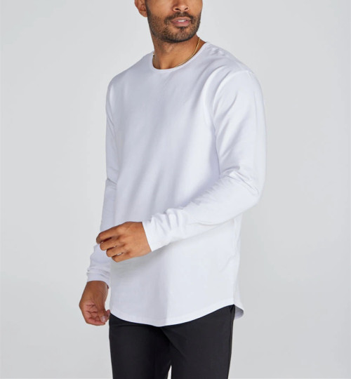 Long sleeve cotton shirts for men athleisure style sports tees